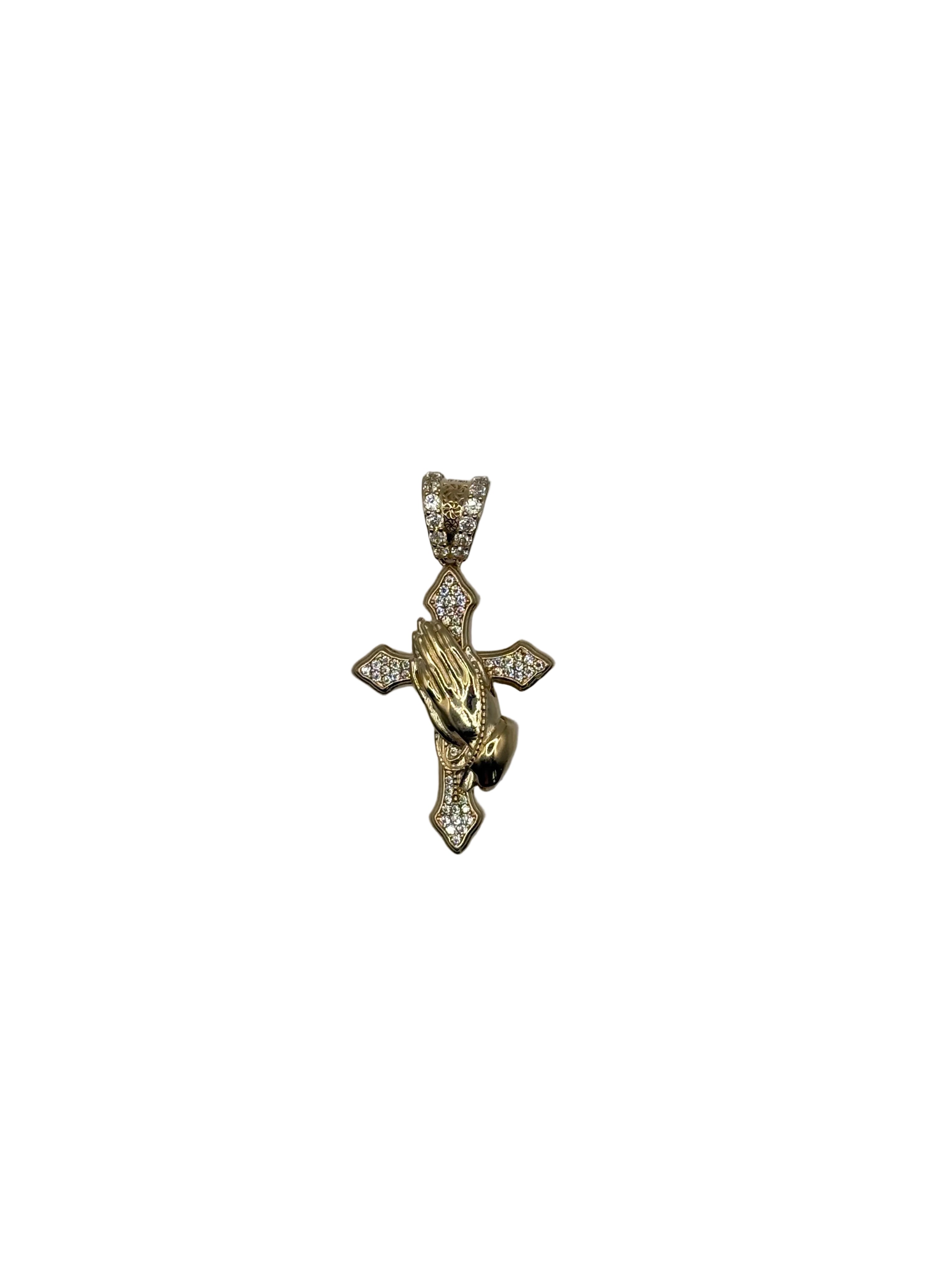 Cross with praying hands