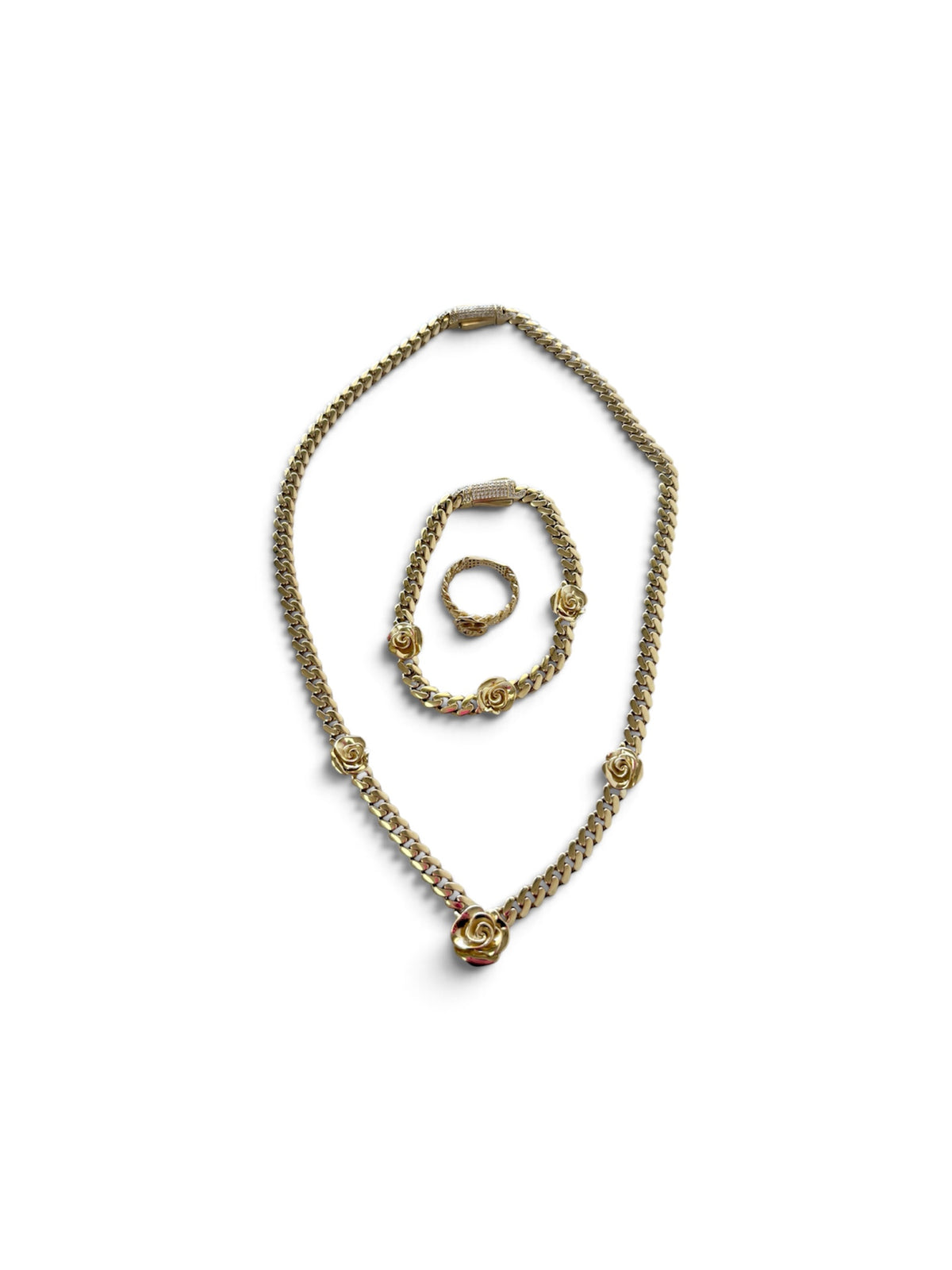 Rose ring with Cuban link band